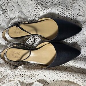 Naturalizer Black Patent Ankle Strap Dress Flats Women's US 8 Work point toe